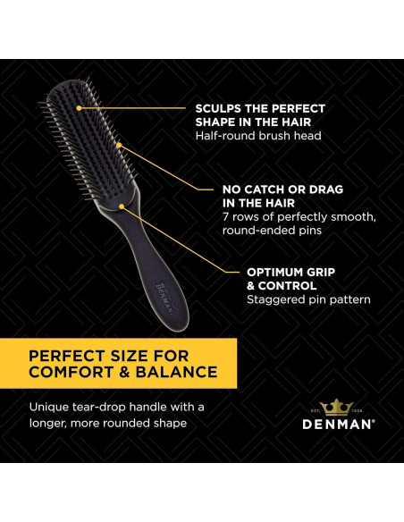 Cepillo Desenredante Denman D3 para Cabello Rizado 7 Filas Cepillo Desenredante Denman D3 para Cabello Rizado 7 Filas
