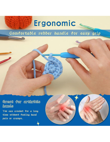 Kit de Ganchillos Pnytty 109 Piezas Ergonómicos y Accesorios