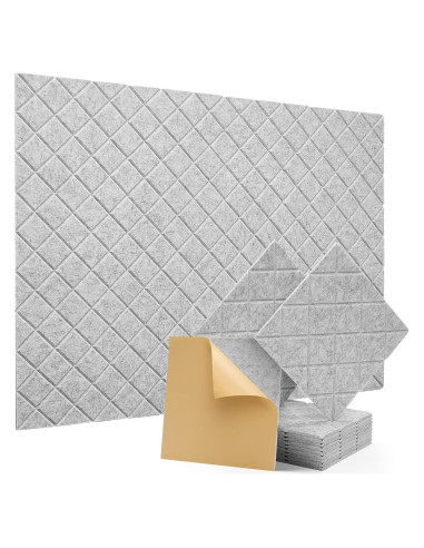Paneles Acústicos Kuchoow Gris 30x30 cm - Paquete de 12