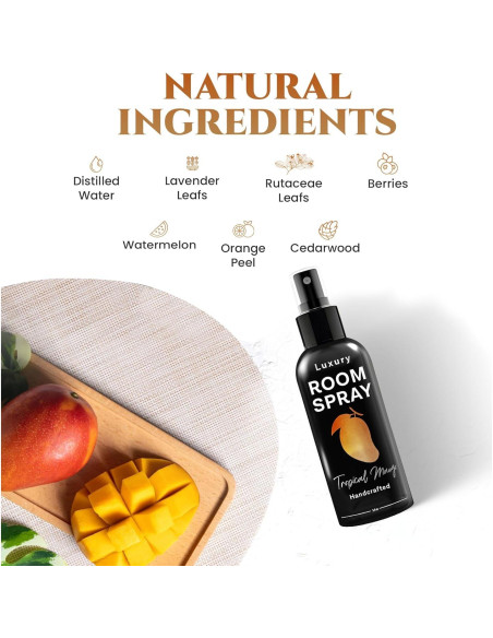 Spray Ambientador 605Products Mango Tropical 96g - Aceites Esenciales Spray Ambientador 605Products Mango Tropical 96g - Aceites Esenciales