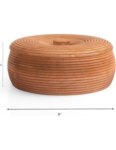 Cesta Calentadora de Tortillas de Madera Hecha a Mano 23 cm