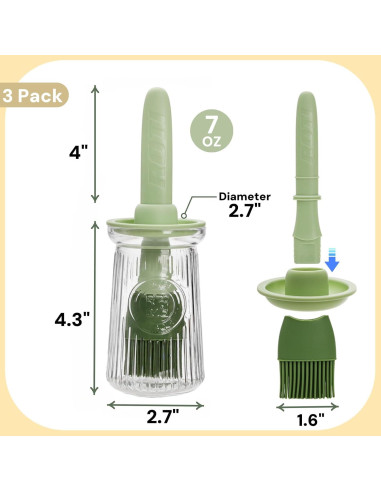 Paquete de 3 dispensadores de aceite YIMITEE 200 ml con brocha