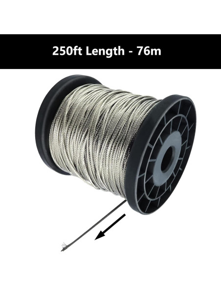 Cable de Alambre de Acero Inoxidable TOCESS 250m 368lbs Cable de Alambre de Acero Inoxidable TOCESS 250m 368lbs