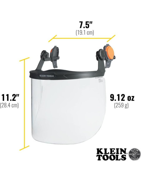 Escudo Facial Claro Klein Tools 60473 para Casco de Ala Completa Escudo Facial Claro Klein Tools 60473 para Casco de Ala Completa