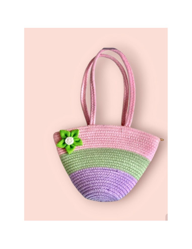 Bolso de Hombro Redondo de Yute Vintage Vogue para Mujeres