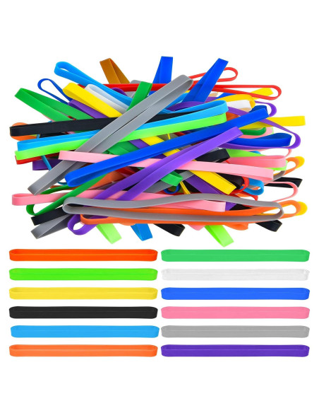 Bandas de Goma de Silicona Coopay 48 Piezas Multicolor 14 cm Bandas de Goma de Silicona Coopay 48 Piezas Multicolor 14 cm