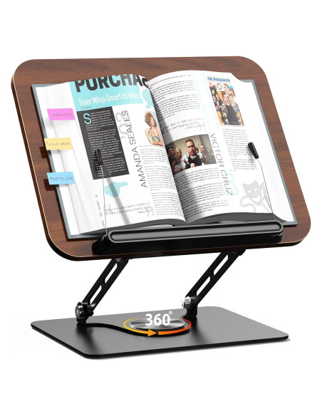 Soporte de Libro Abiglifty Ajustable 360 Madera Oscura Soporte de Libro Abiglifty Ajustable 360 Madera Oscura