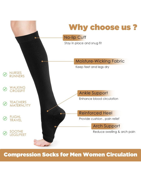 Calcetines de Compresión Abeillo para Mujeres 15-25mmHg Calcetines de Compresión Abeillo para Mujeres 15-25mmHg