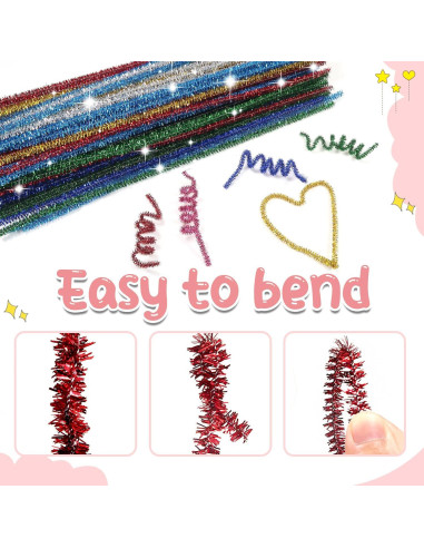 Limpiapipas Brillantes TOAOB 200pcs 30cm 10 Colores Manualidades