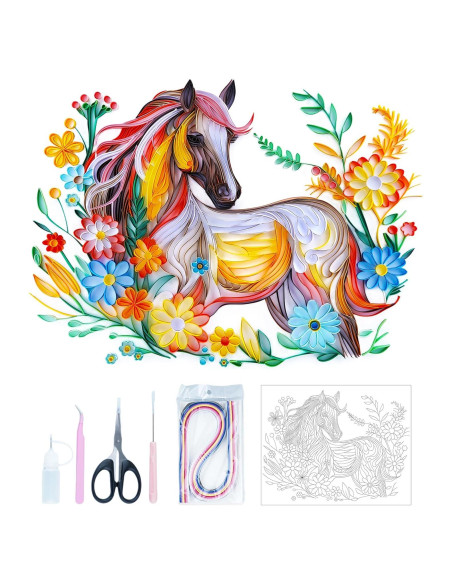 Kit de Quilling Uniquilling Caballo 40.64x50.8cm con Herramientas Kit de Quilling Uniquilling Caballo 40.64x50.8cm con Herramientas