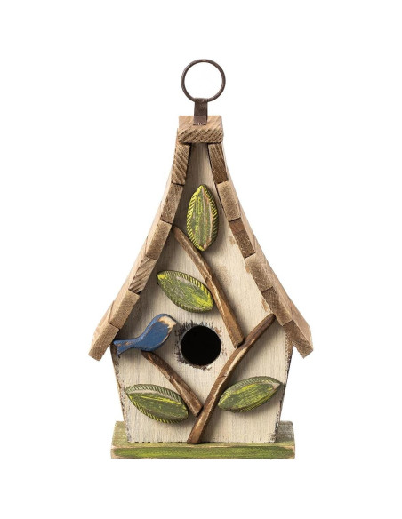 Casa de Pájaro Glitzhome 24.1 cm H Madera Decorativa Exterior Casa de Pájaro Glitzhome 24.1 cm H Madera Decorativa Exterior