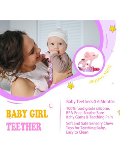 Mordedor Suave de Silicona Dinosaurio Elefante Rosa para Bebés 2