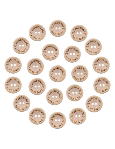 200 Botones de Madera Natural Alfykym 25mm 2 Agujeros DIY