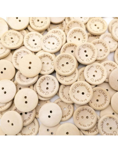 200 Botones de Madera Natural Alfykym 25mm 2 Agujeros DIY 2