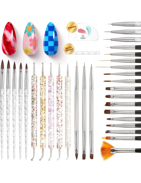 Set de Pinceles de Arte de Uñas Beetles 31pcs con Soporte Set de Pinceles de Arte de Uñas Beetles 31pcs con Soporte