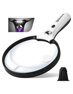 Lupa Ebbnivs Grande 10X 20X 45X con Luz LED y UV