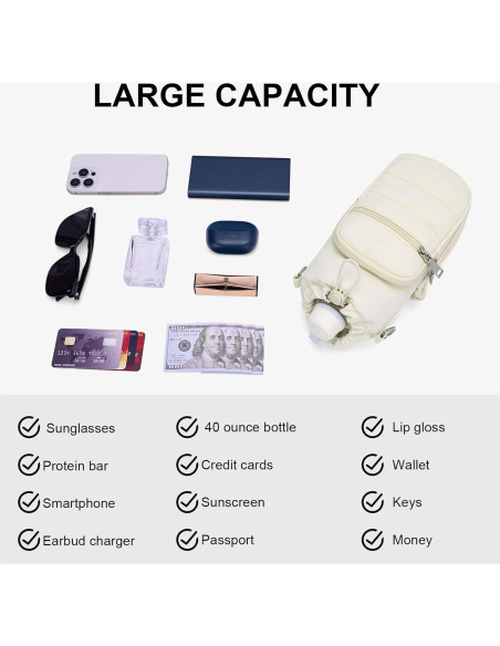 Bolsa Cruzada para Botella de Agua Lexiyat 40 oz Aislada Beige Bolsa Cruzada para Botella de Agua Lexiyat 40 oz Aislada Beige