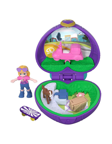 Compacto Picnic Polly Pocket FRY30 con Muñeca y Perro Compacto Picnic Polly Pocket FRY30 con Muñeca y Perro
