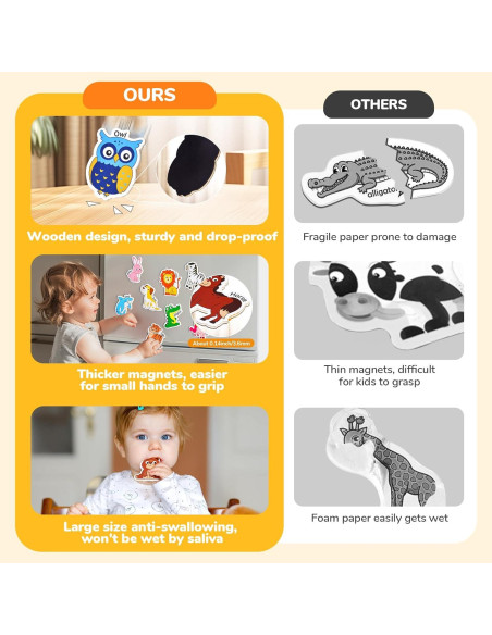 Imanes de Madera JoyCat para Niños - 26 Animales A-Z Imanes de Madera JoyCat para Niños - 26 Animales A-Z