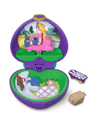 Compacto Picnic Polly Pocket FRY30 con Muñeca y Perro
