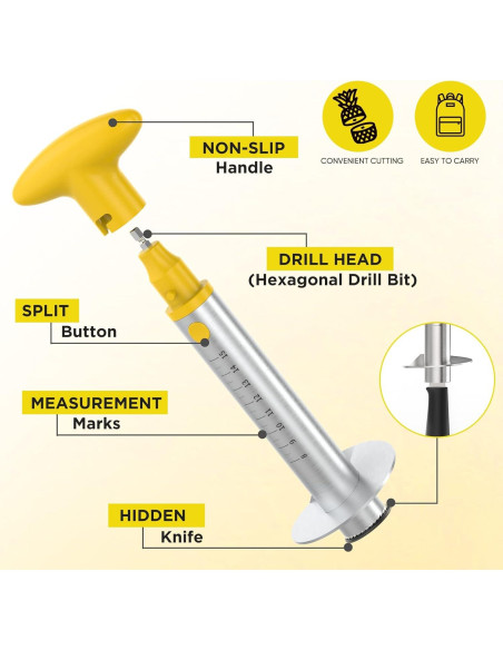 Cortador de Piña YYP Eléctrico y Manual con Cuchillo de Acero Cortador de Piña YYP Eléctrico y Manual con Cuchillo de Acero