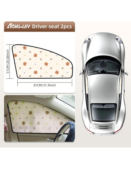 Cortina de Ventana de Coche Aokway 2Pcs - Protección UV 99% Cortina de Ventana de Coche Aokway 2Pcs - Protección UV 99%