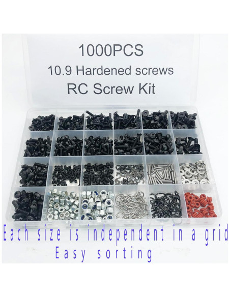 Kit de Tornillos RC 1000pcs TeiRAY M3 M4 para Modelos 1/8 1/10 Kit de Tornillos RC 1000pcs TeiRAY M3 M4 para Modelos 1/8 1/10