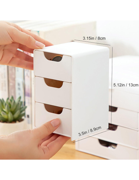 Mini Organizador de Cajones VANRIOS Blanco 3 Cajones 12.95x7.87x8.89 cm Mini Organizador de Cajones VANRIOS Blanco 3 Cajones 12.95x7.87x8.89 cm