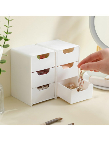 Mini Organizador de Cajones VANRIOS Blanco 3 Cajones 12.95x7.87x8.89 cm
