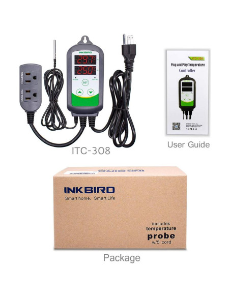 Termostato Digital Inkbird ITC-308 Control de Temperatura 10A Termostato Digital Inkbird ITC-308 Control de Temperatura 10A