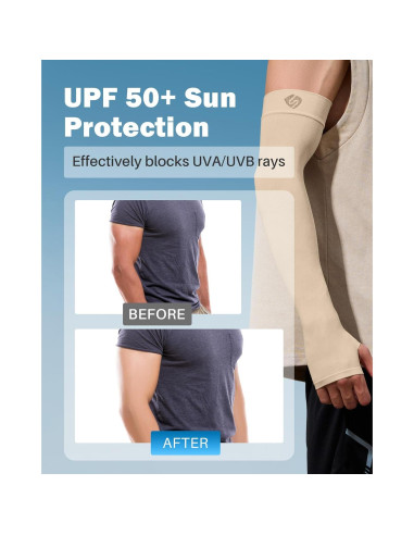 Mangas de Compresión UV para Brazo Shinymod - Unisex Beige