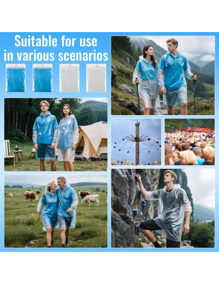 Paquete de 4 Ponchos de Lluvia Desechables GAOHUI Adultos Paquete de 4 Ponchos de Lluvia Desechables GAOHUI Adultos