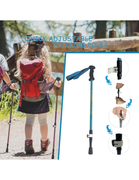Bastones de Senderismo Plegables ALYEEPLOR para Niños 2PCS Bastones de Senderismo Plegables ALYEEPLOR para Niños 2PCS