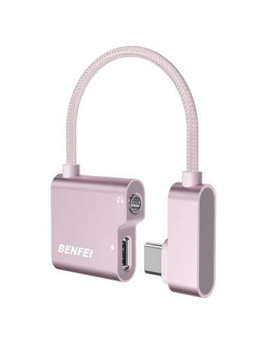 Adaptador USB C a Jack 3.5mm BENFEI Rosa con Carga 60W