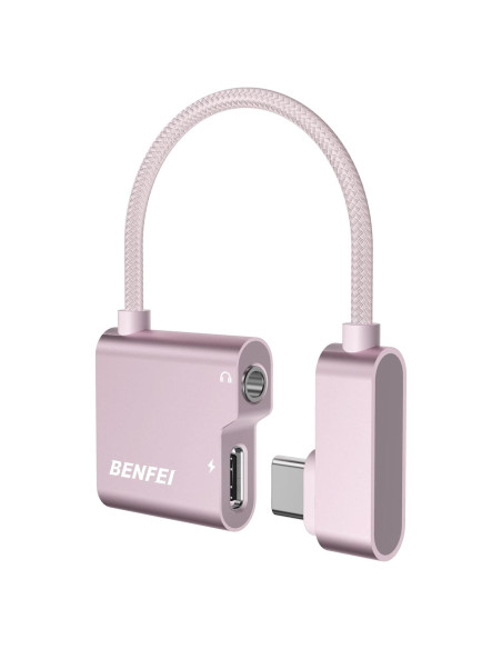 Adaptador USB C a Jack 3.5mm BENFEI Rosa con Carga 60W Adaptador USB C a Jack 3.5mm BENFEI Rosa con Carga 60W