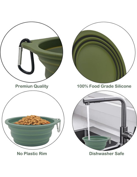 Paquete 2 Cuencos Plegables KlerRoem Silicona 600ml Verde Paquete 2 Cuencos Plegables KlerRoem Silicona 600ml Verde
