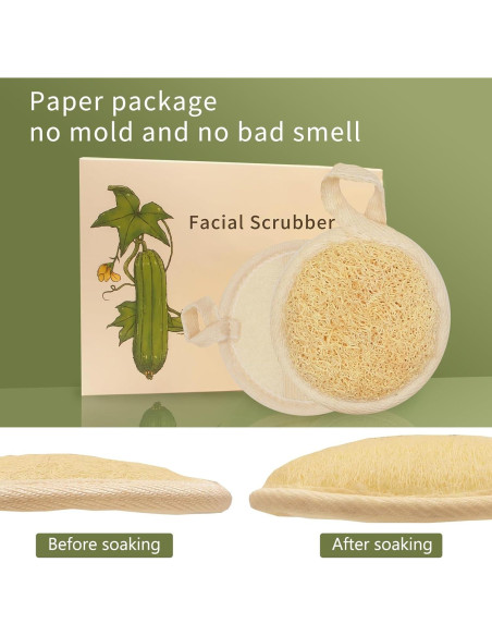 Esponjas Faciales de Lufa Natural YOTDHUO - Paquete de 4 Esponjas Faciales de Lufa Natural YOTDHUO - Paquete de 4