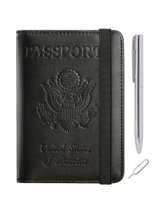 Funda de Pasaporte PASCACOO Mejorada con Bloqueo RFID Negro