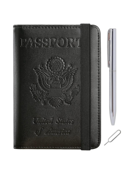 Funda de Pasaporte PASCACOO Mejorada con Bloqueo RFID Negro Funda de Pasaporte PASCACOO Mejorada con Bloqueo RFID Negro