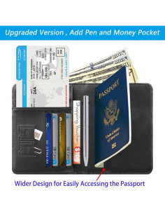 Funda de Pasaporte PASCACOO Mejorada con Bloqueo RFID Negro 2