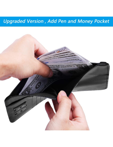 Funda de Pasaporte PASCACOO Mejorada con Bloqueo RFID Negro Funda de Pasaporte PASCACOO Mejorada con Bloqueo RFID Negro