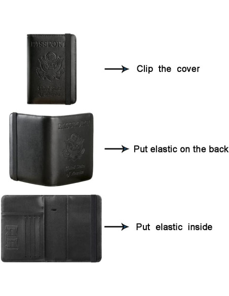 Funda de Pasaporte PASCACOO Mejorada con Bloqueo RFID Negro Funda de Pasaporte PASCACOO Mejorada con Bloqueo RFID Negro