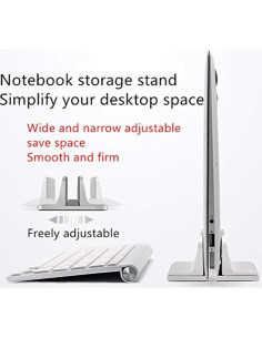 Soporte de Laptop Ajustable Vertical POANW - Aluminio Plata 2