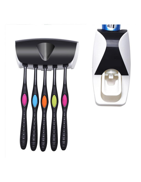 Dispensador Automático de Pasta de Dientes UpTuoLi Negro con Soporte Dispensador Automático de Pasta de Dientes UpTuoLi Negro con Soporte
