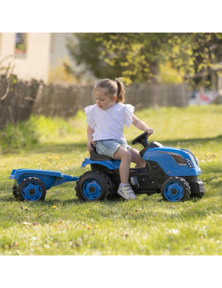 Tractor Pedal Azul Smoby Farmer XL con Remolque 0.99 kg Tractor Pedal Azul Smoby Farmer XL con Remolque 0.99 kg
