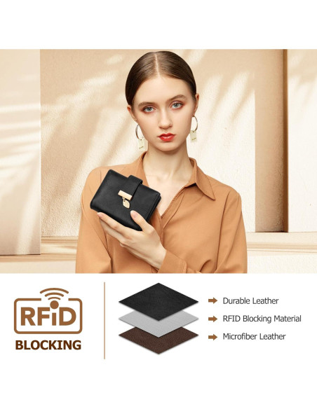 Cartera Pequeña HUANLANG de Cuero con Bloqueo RFID para Mujeres Cartera Pequeña HUANLANG de Cuero con Bloqueo RFID para Mujeres