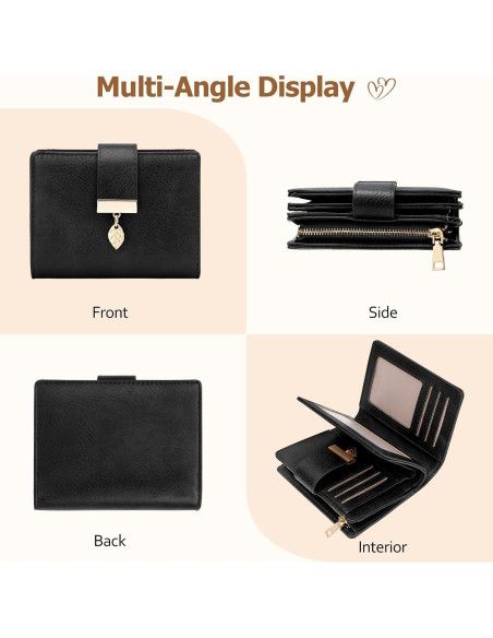 Cartera Pequeña HUANLANG de Cuero con Bloqueo RFID para Mujeres Cartera Pequeña HUANLANG de Cuero con Bloqueo RFID para Mujeres