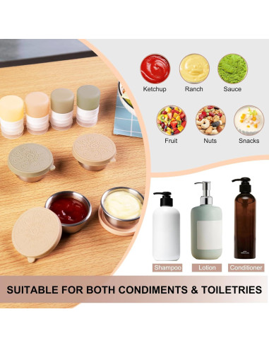 Juego de 8 Contenedores de Salsa Micebay - 4 Botellas 1 oz y 4 Frascos 1.6 oz