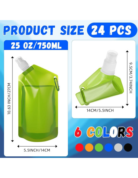 Paquete de 24 Botellas de Agua Plegables Funnymoom 750 ml Paquete de 24 Botellas de Agua Plegables Funnymoom 750 ml