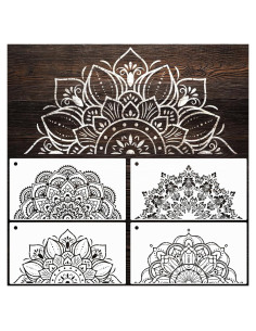 Plantillas de Mandala YKW 4 Pack Reutilizables 36.8x19.6 cm